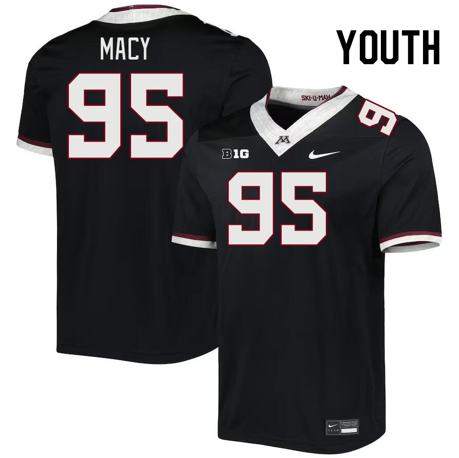 Youth #95 Sam Macy Minnesota Golden Gophers College Football Jerseys Stitched-Black